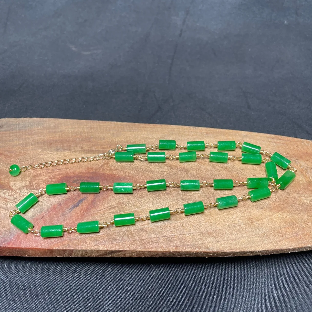 Vintage Necklace - Collar de cuentas de Jade VERDE,
