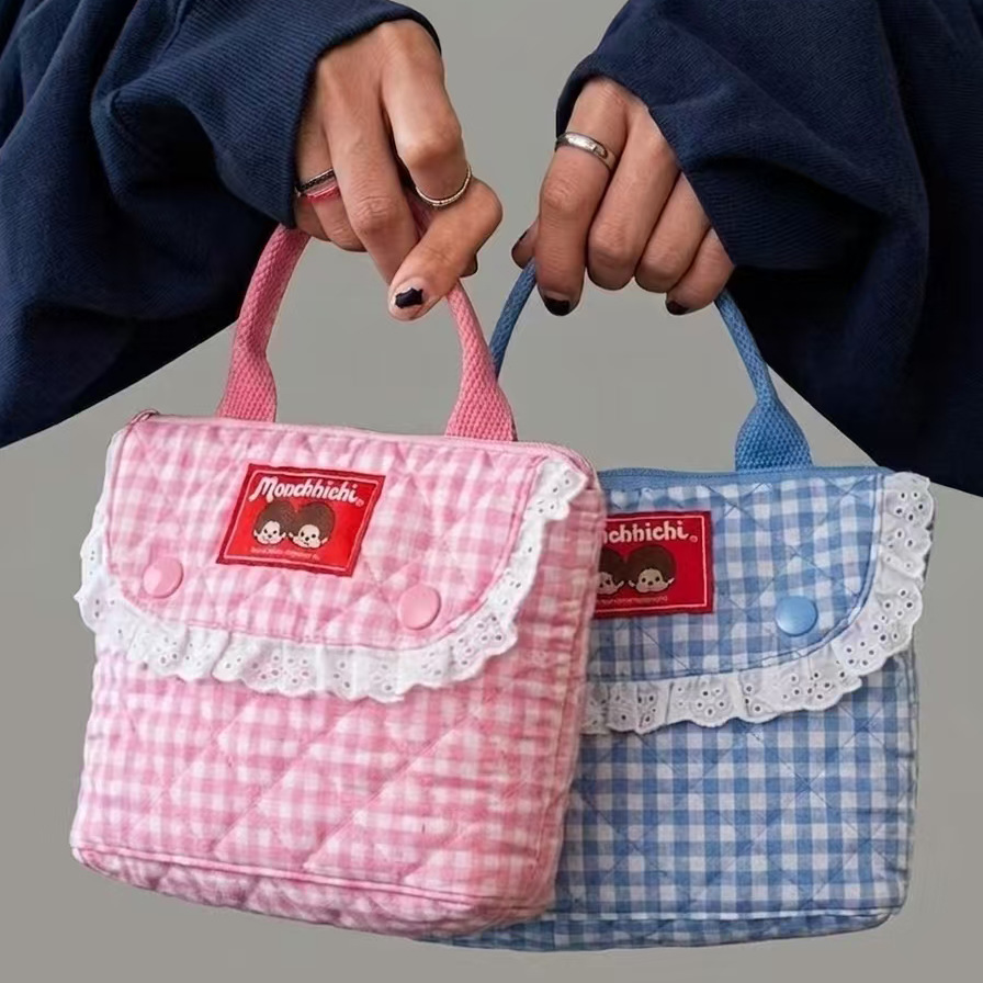 Vintage Items - Bolsa de Maquillaje Vintage a Cuadros