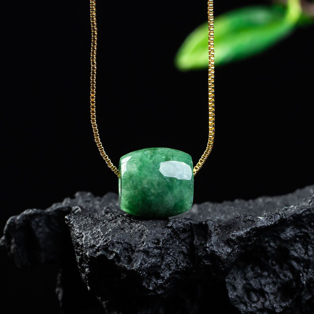 Vintage Necklace - Colgante de cuentas de Jade Real